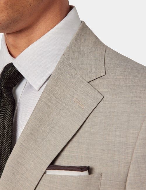 Greige Italian Wool Tailored Fit Suit - 1913 Collection-preview