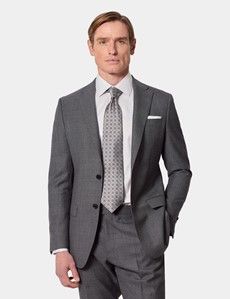 Slim Fit Black & White Semi Plain 1913 Suit Jacket