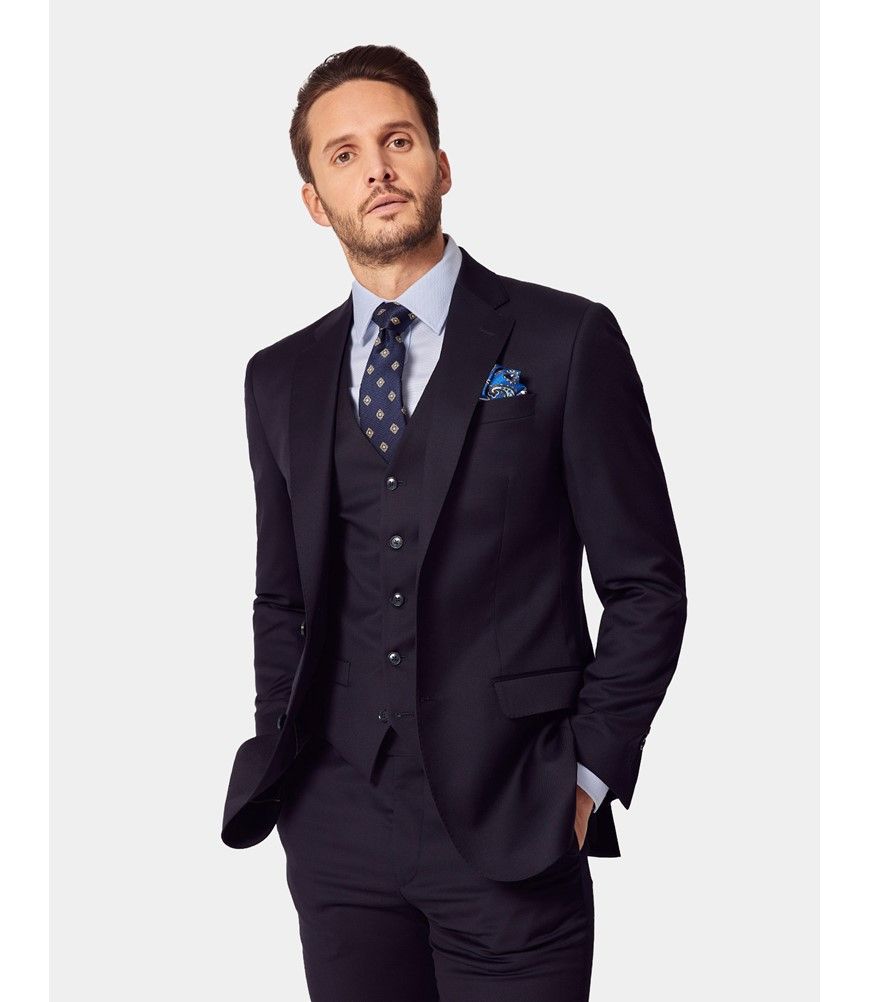 Men's Navy Twill 3 Piece Italian Tailored Suit - 1913 Collection
