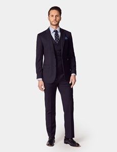 Men's Navy Twill 3 Piece Italian Tailored Suit - 1913 Collection