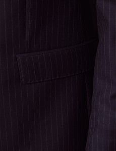 Navy Chalk Stripe Italian Wool Tailored Fit Suit Jacket - 1913 Collection