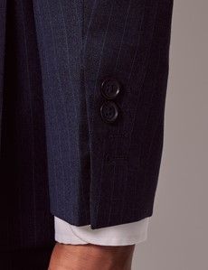 Navy Pinstripe Italian Tailored Suit Jacket - 1913 Collection-preview5