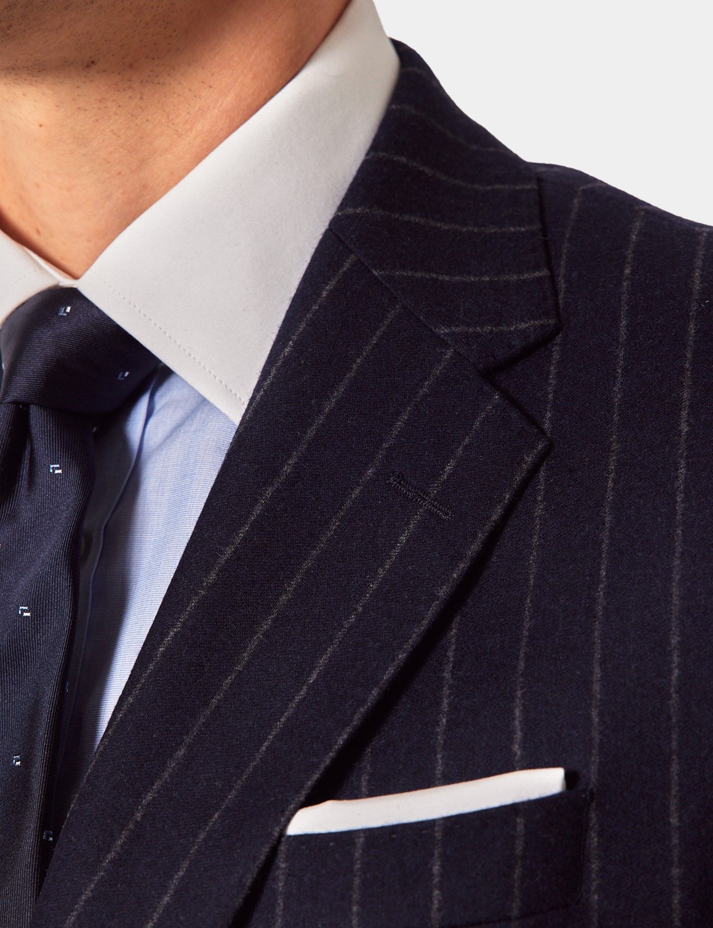 Navy Stripe Tailored Flannel Suit Jacket - 1913 Collection-preview