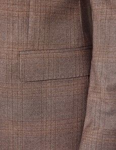 Brown Check Italian Flannel Wool Tailored Fit Suit Jacket - 1913 Collection-preview2