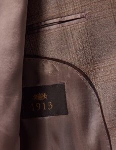 Brown Check Italian Flannel Wool Tailored Fit Suit Jacket - 1913 Collection-preview3