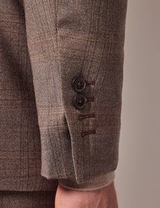 Brown Check Italian Flannel Wool Tailored Fit Suit Jacket - 1913 Collection-preview6