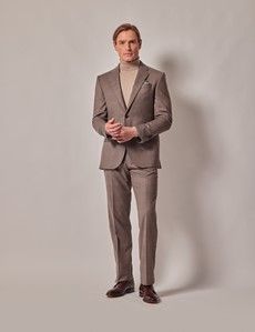 Brown Check Italian Flannel Wool Tailored Fit Suit Jacket - 1913 Collection-preview7
