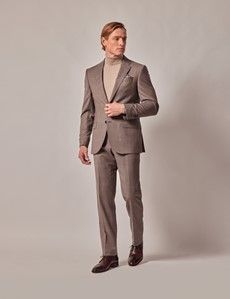 Brown Check Italian Flannel Wool Tailored Fit Suit - 1913 Collection