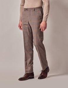 Brown Check Italian Flannel Wool Tailored Fit Suit - 1913 Collection-preview8