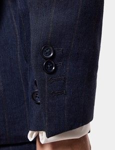 Tailored Fit Blue Stripe 1913 Linen Suit Jacket