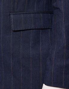 Tailored Fit Blue Stripe Hopsack 1913 Linen Suit