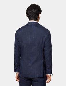 Tailored Fit Blue Stripe Hopsack 1913 Linen Suit