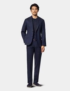 Tailored Fit Blue Stripe Hopsack 1913 Linen Suit
