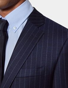 Tailored Fit Navy Chalk Stripe Suit Jacket