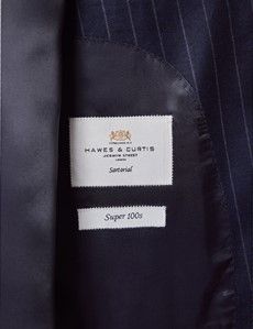 Tailored Fit Navy Chalk Stripe Suit Jacket