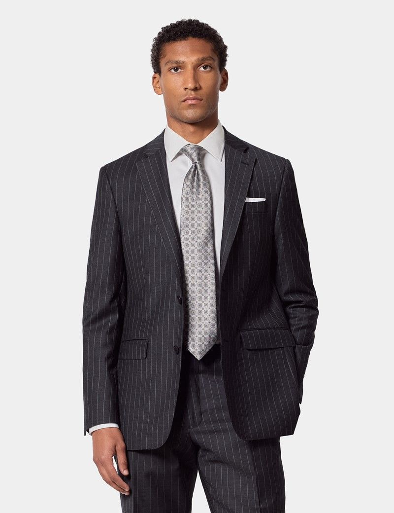 Tailored Fit Charcoal Chalk Stripe Suit