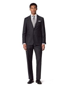 Tailored Fit Charcoal Chalk Stripe Suit