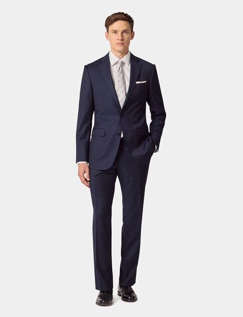 Dark Blue Pinstripe Wool Tailored Fit Suit