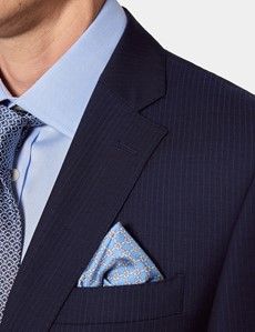 Tailored Fit Dark Blue Pinstripe Suit