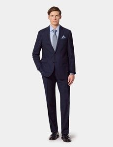 Tailored Fit Dark Blue Pinstripe Suit
