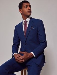 Indigo Stripe Slim Suit Jacket