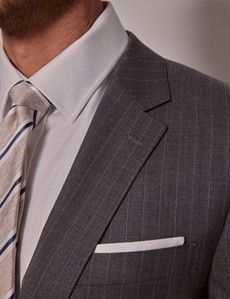 Grey Stripe Slim Suit Jacket-preview1