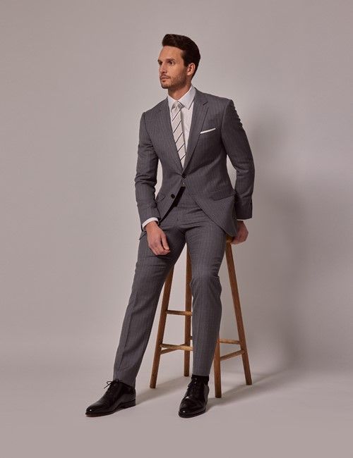 Grey Stripe Slim Suit