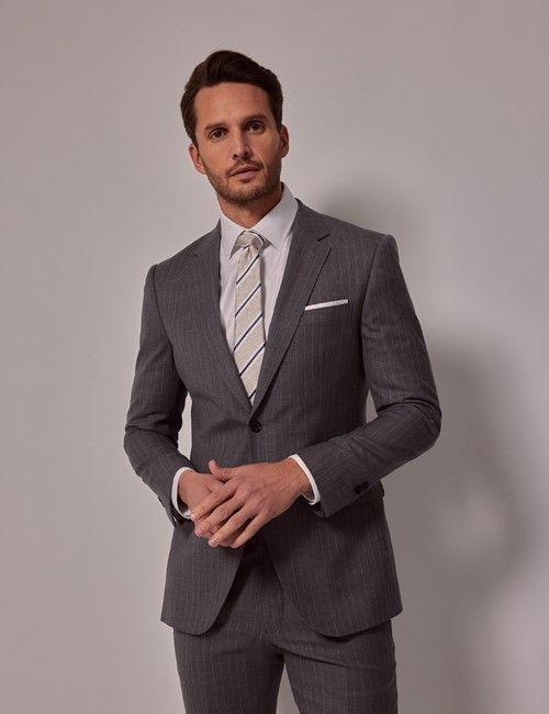 Grey Stripe Slim Suit-preview