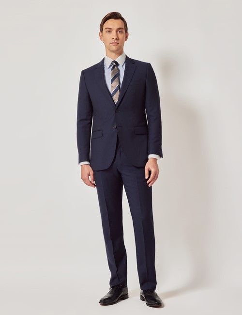 Dark Blue Pinstripe Wool Slim Fit Suit