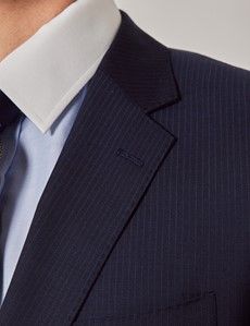 Dark Blue Pinstripe Wool Slim Fit Suit-preview1