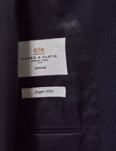 Dark Blue Pinstripe Wool Slim Fit Suit-preview4