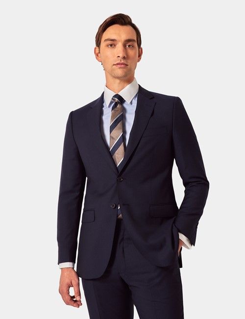 Slim Fit Dark Blue Pinstripe Suit