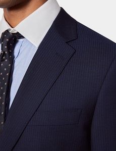 Slim Fit Dark Blue Pinstripe Suit