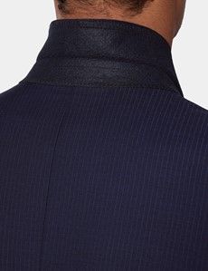 Slim Fit Dark Blue Pinstripe Suit