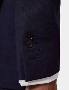 Slim Fit Dark Blue Pinstripe Suit