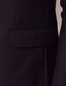 Navy Self Stripe Slim Suit Jacket