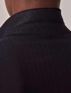 Navy Self Stripe Slim Suit Jacket