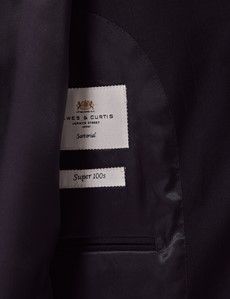 Navy Self Stripe Slim Suit Jacket