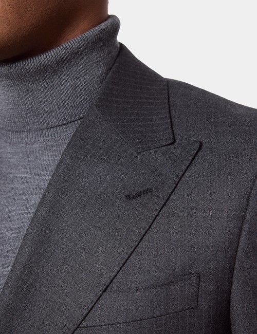 Slim Fit Charcoal Shadow Stripe Suit Trousers