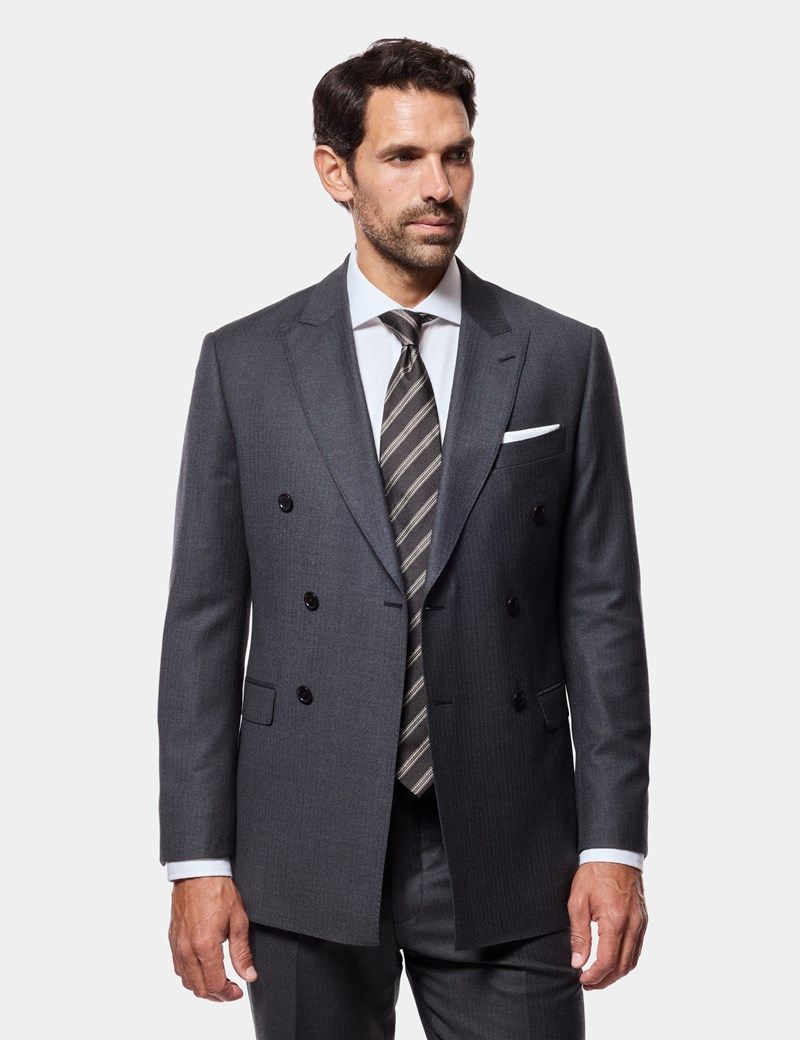 Slim Fit Charcoal Shadow Stripe Suit Jacket thumbnail 2