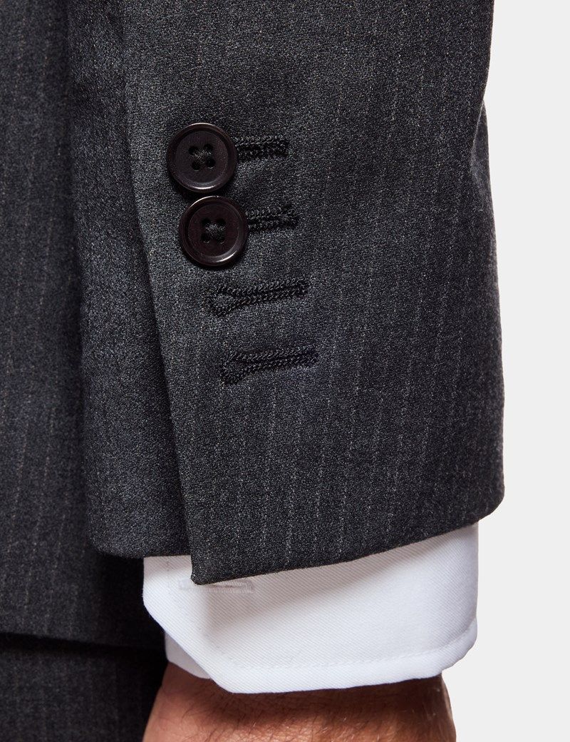 Slim Fit Charcoal Shadow Stripe Suit Jacket thumbnail 5