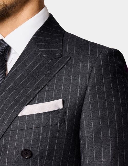 Men's Charcoal Chalk Stripe Slim Fit Suit Pants| Hawes & Curtis