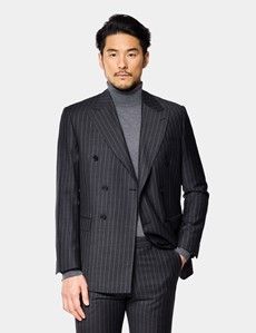 Slim Fit Charcoal Chalk Stripe Suit Jacket