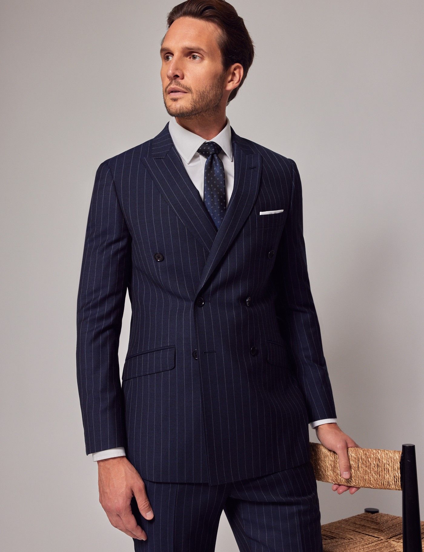 Blue pinstripe jacket best sale