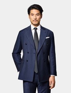 Slim Fit Navy Chalk Stripe Suit Jacket