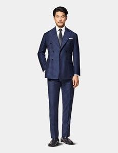 Slim Fit Navy Chalk Stripe Suit Jacket