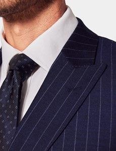 Navy Chalk Stripe Double Breasted Slim Suit-preview1