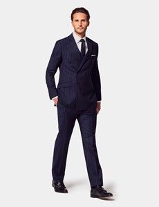 Navy Chalk Stripe Double Breasted Slim Suit-preview2