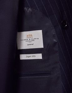Navy Chalk Stripe Double Breasted Slim Suit-preview4