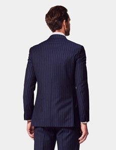 Navy Chalk Stripe Double Breasted Slim Suit-preview5